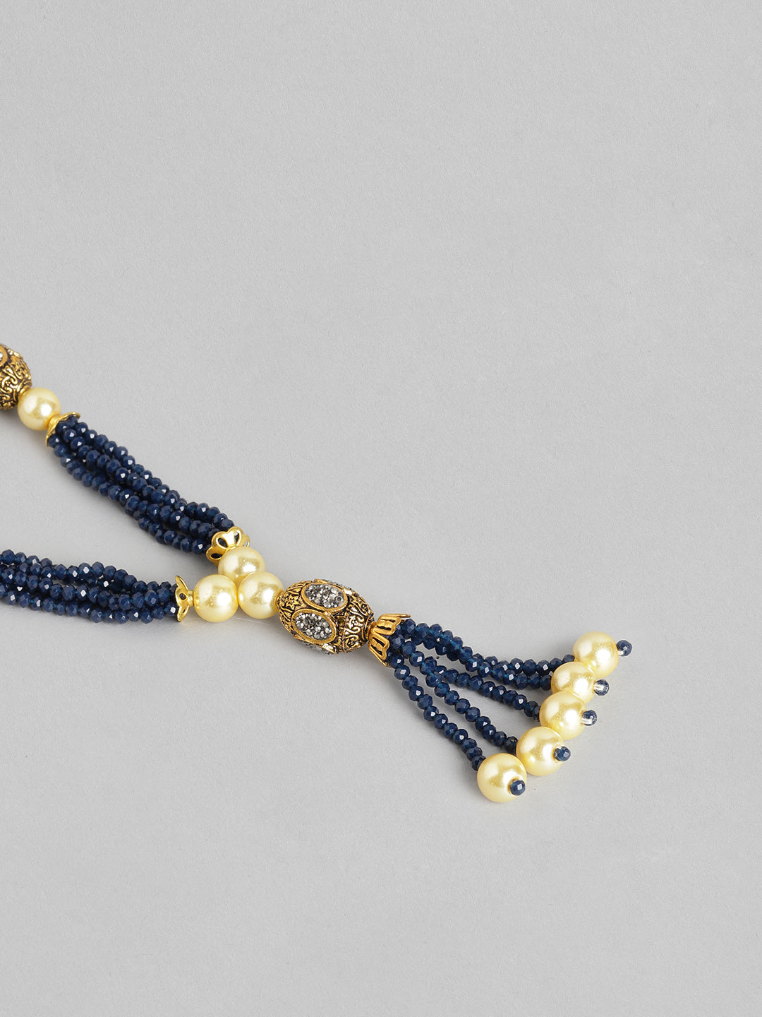 Navy Blue Gold-Plated Onyx Jewellery Set