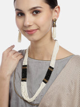 Black & Off-White Antique Gold-Plated Beaded Handcrafted Jewellery Set