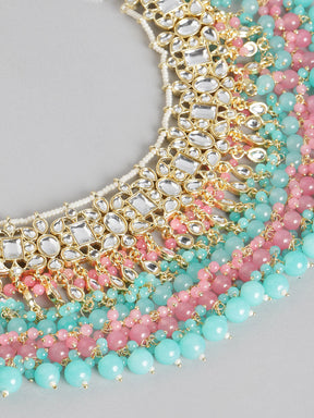 Turquoise Blue Gold-Plated Kundan Jewellery Set