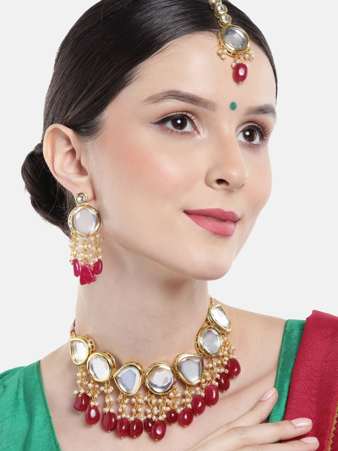 Red Kundan Ethnic Jewellery Set