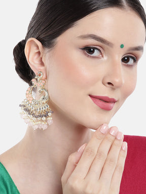 Pink Peacock Shaped Drop Earrings