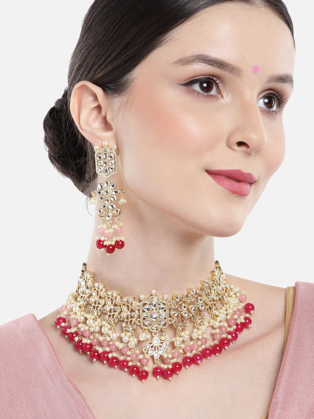 Kundan Studded Beaded Jewellery Set