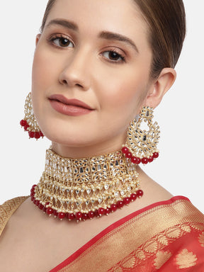 Red Handcrafted Kundan Choker Set