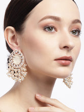 Off White Kundan Studded & Beaded Drop Earrings