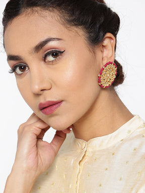 Marron Circular Kundan Studs