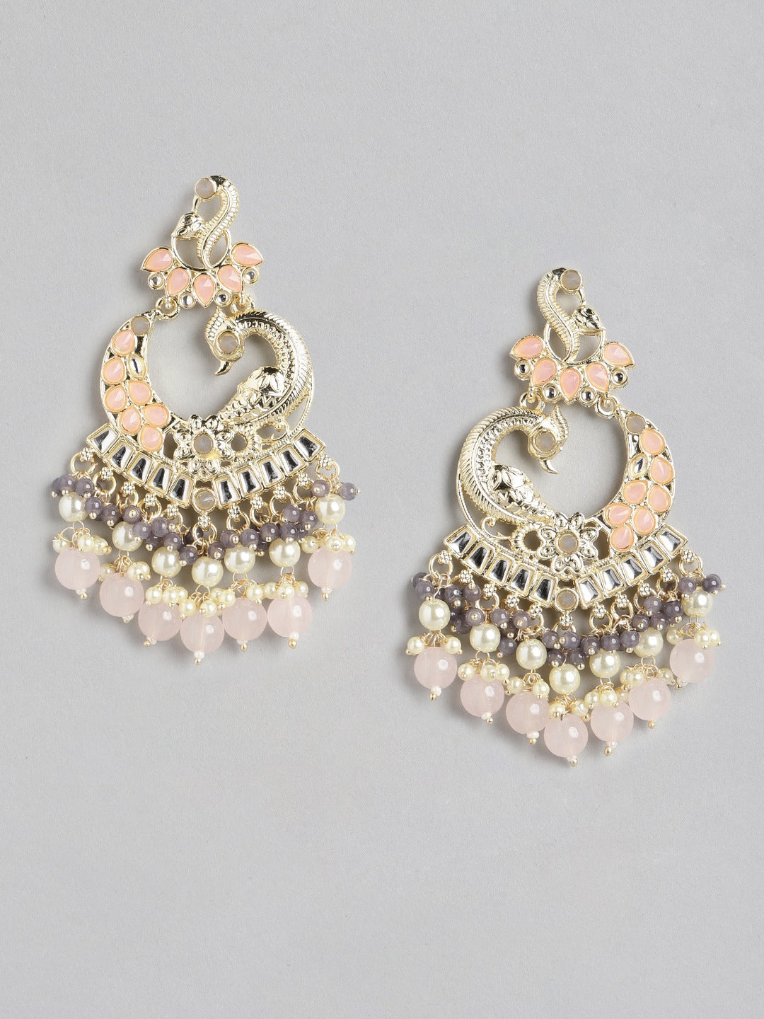 Pink Peacock Shaped Drop Earrings