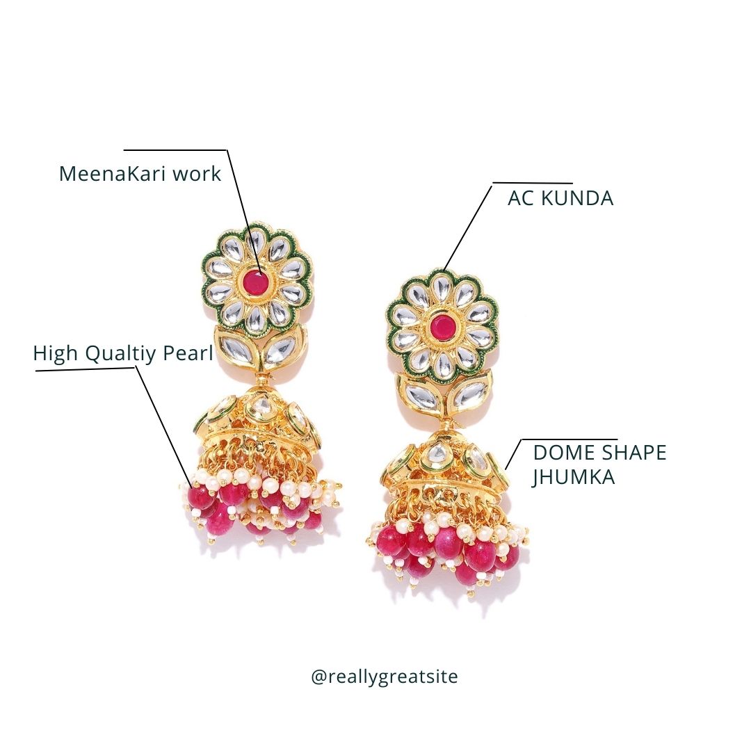 AC KUNDAN DOME SHAPE JHUMKI EARRING