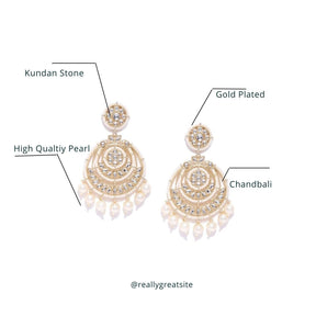 Circular Kundan off-White Pearl ChandBali Earring