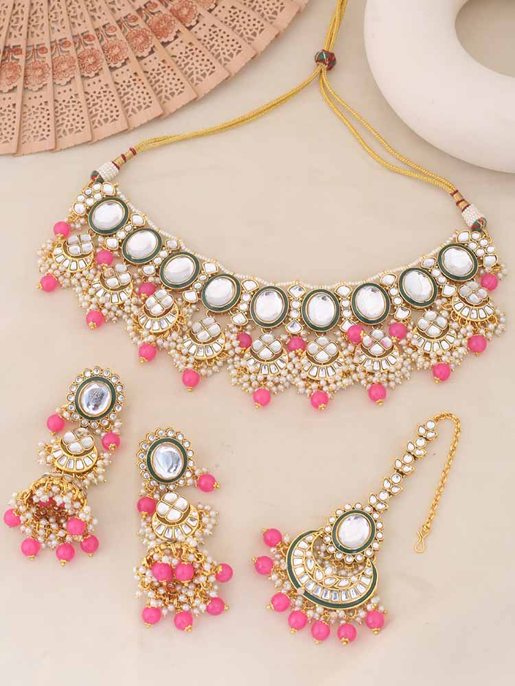 Melaniborsa Semi Bridal jewellery set with mangtikka