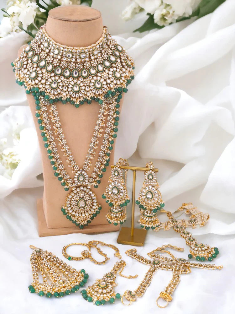 Melaniborsa KUNDAN BRIDAL JEWELLERY SET WITH MATHAPATTI