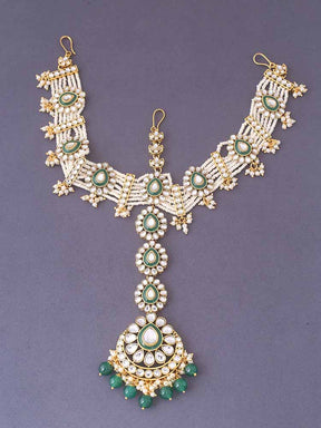 Melaniborsa KUNDAN BRIDAL JEWELLERY SET WITH MATHAPATTI