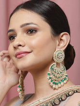 Green Kundan Studded & Beaded Handcrafted Earrings