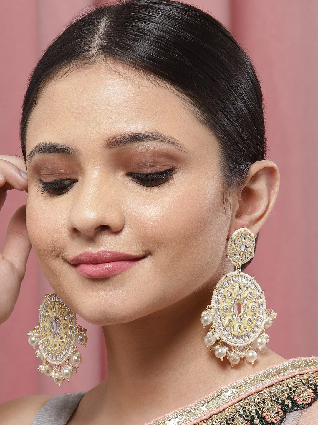 Kundan & Beaded Handcrafted Drop Earrings