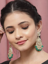 Circular Kundan Green Pearl ChandBali Earring