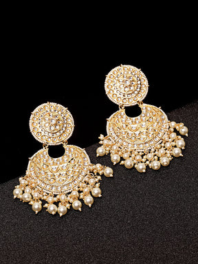 Kundan & Beaded Handcrafted  Classic Drop Earrings