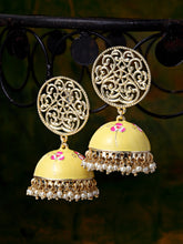 Yellow Dome Shaped Handcrafted Jhumkas