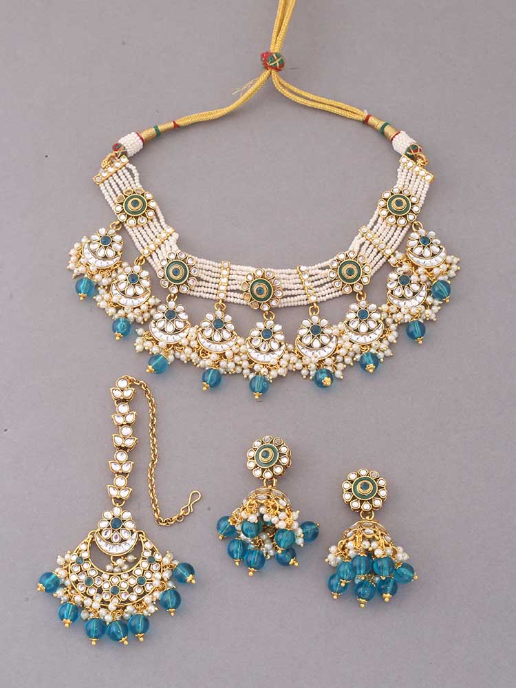 Melaniborsa Kundan Jewellery Set With Mangtikka