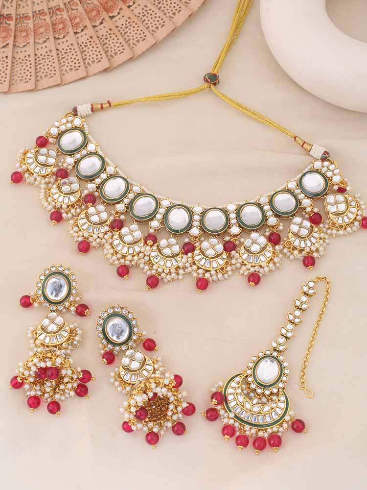 Melaniborsa Semi Bridal jewellery set with mangtikka