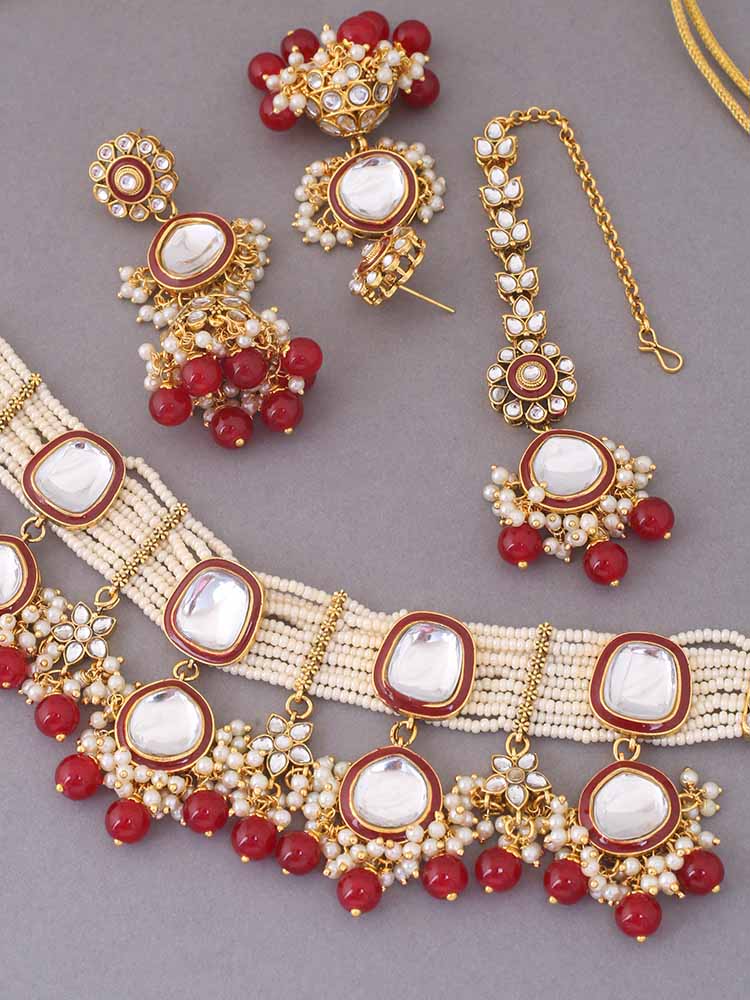 Melaniborsa Kundan Jewellery Set With Mangtikka