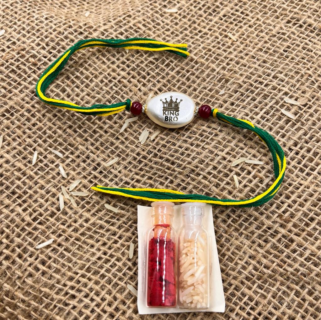 Men Yellow & Green Solitaire Rakhi