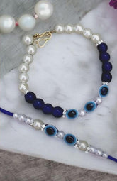 Navy Blue & Sky Blue Evil Eye Charm Rakhi Set