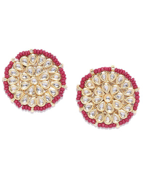 Marron Circular Kundan Studs