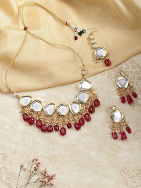 Red Kundan Ethnic Jewellery Set