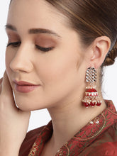 Maroon Kundan Dome Shaped Jhumkas