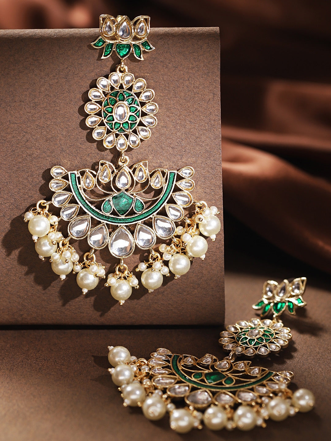 Green Kundan Handcrafted Chandbalis