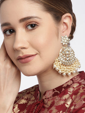 White Kundan Classic Chandbalis Earrings