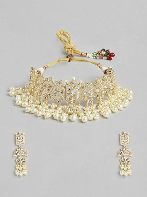 Gold-Plated White Choker Jewellery Set