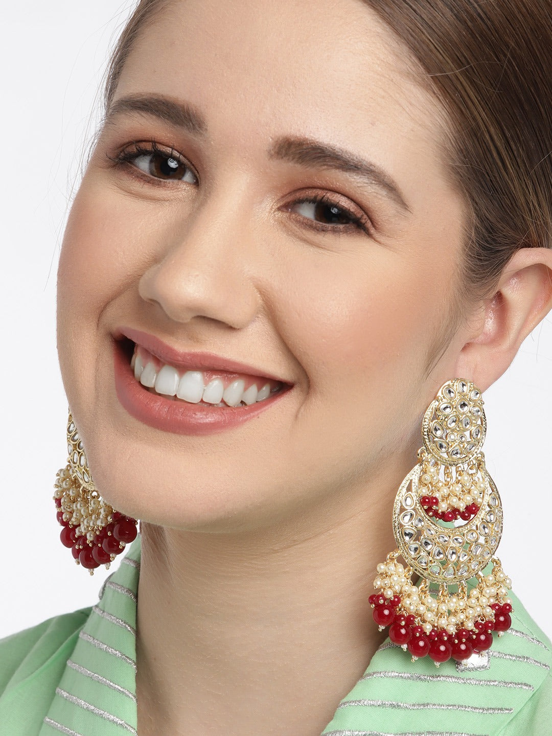 Kundan Crescent Shaped Chandbalis Earrings