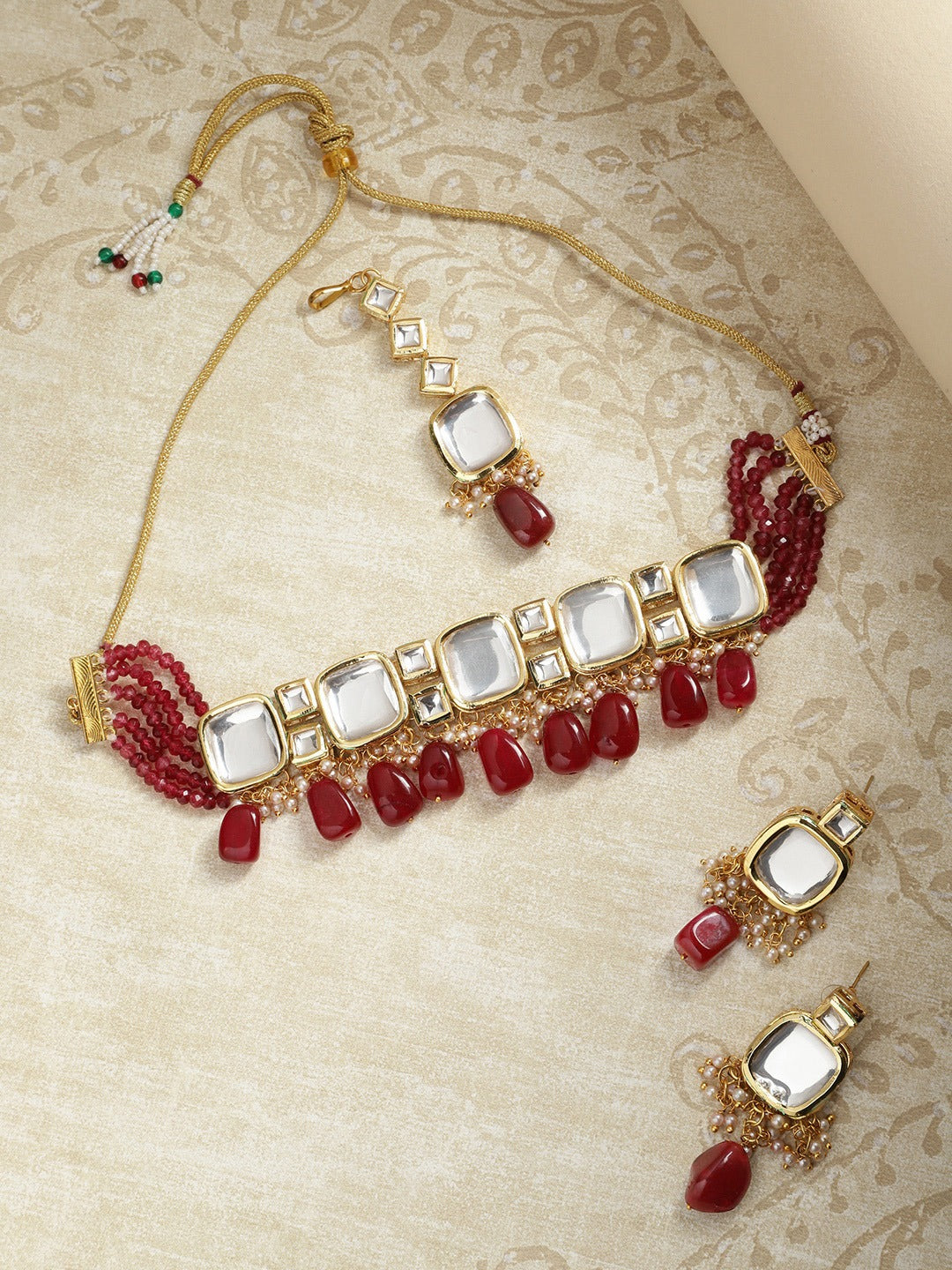 Red Kundan Studded Choker Jewellery Set