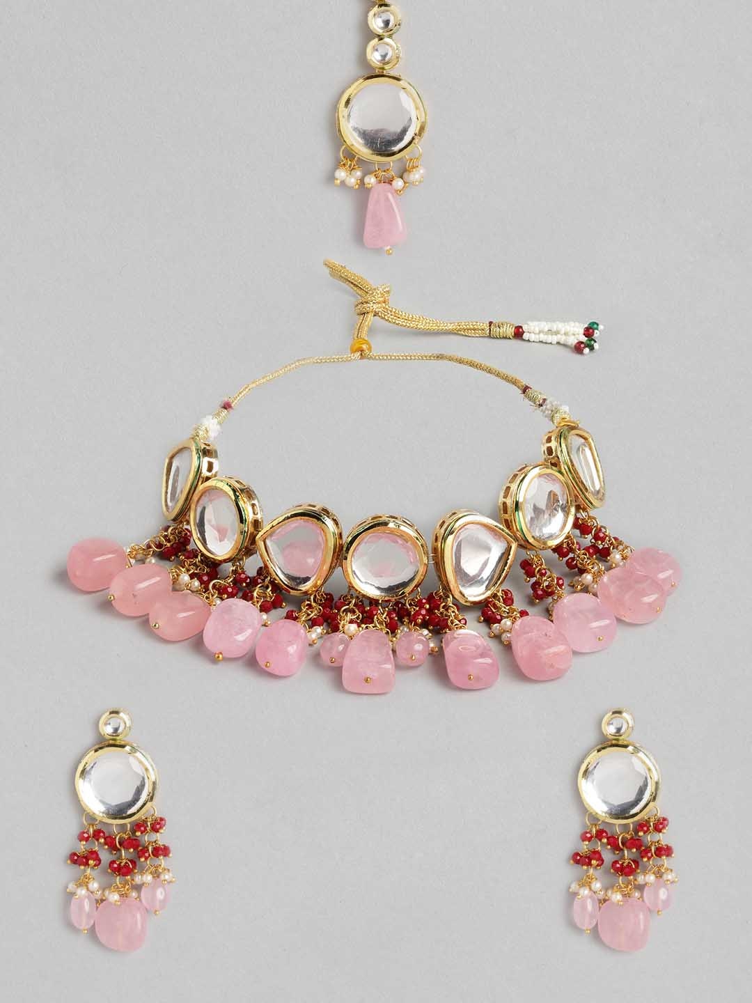 Pink Kundan Studded Jewellery Set