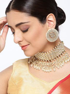 Gold-Plated Kundan-Studded Handcrafted Jewellery Set