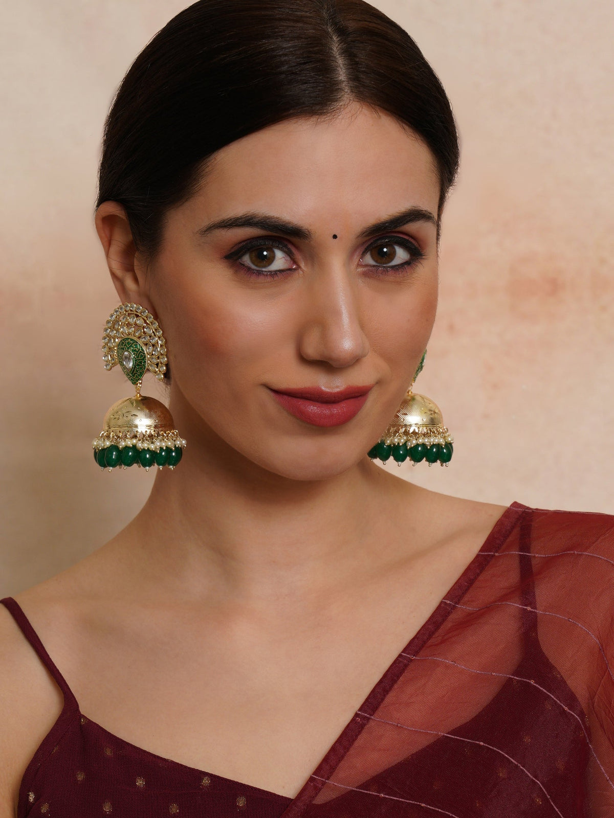 Kundan & Beaded Handcrafted Jhumkas