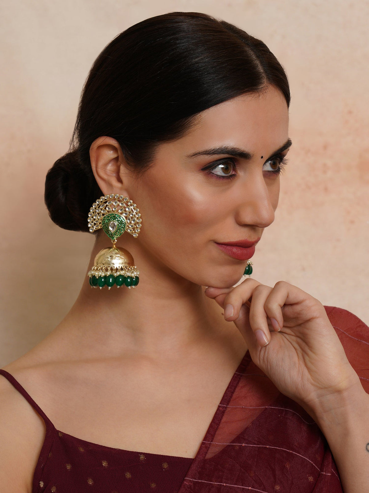 Kundan & Beaded Handcrafted Jhumkas