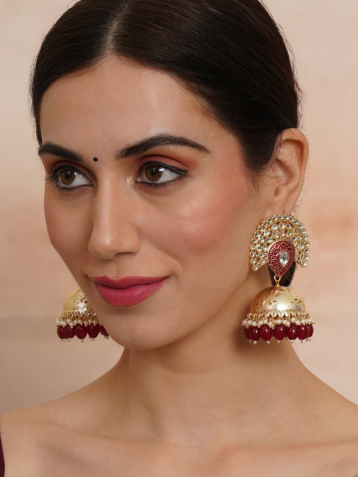 Kundan & Beaded Handcrafted Jhumkas