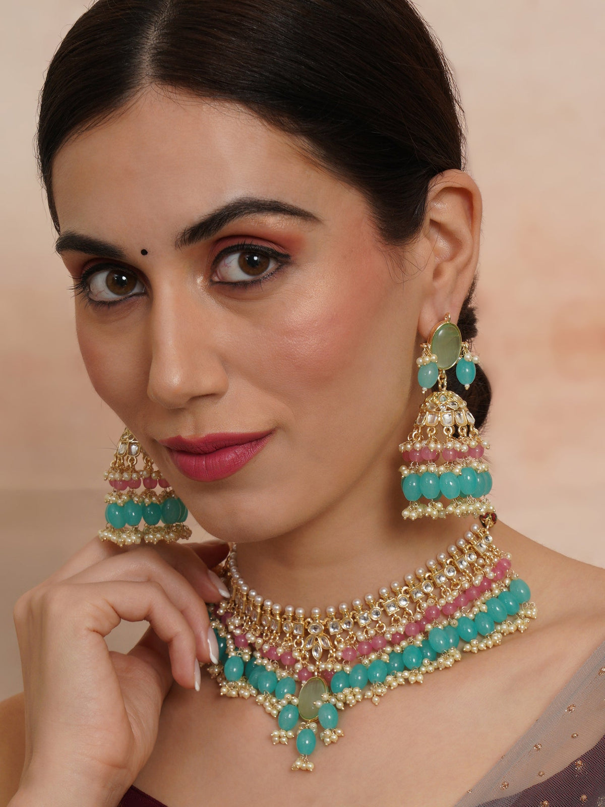 Handcrafted Kundan Semi Bridal Choker Set