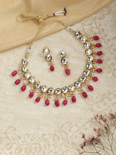 Gold Plated Maroon Kundan Ethnic Jewellery Set