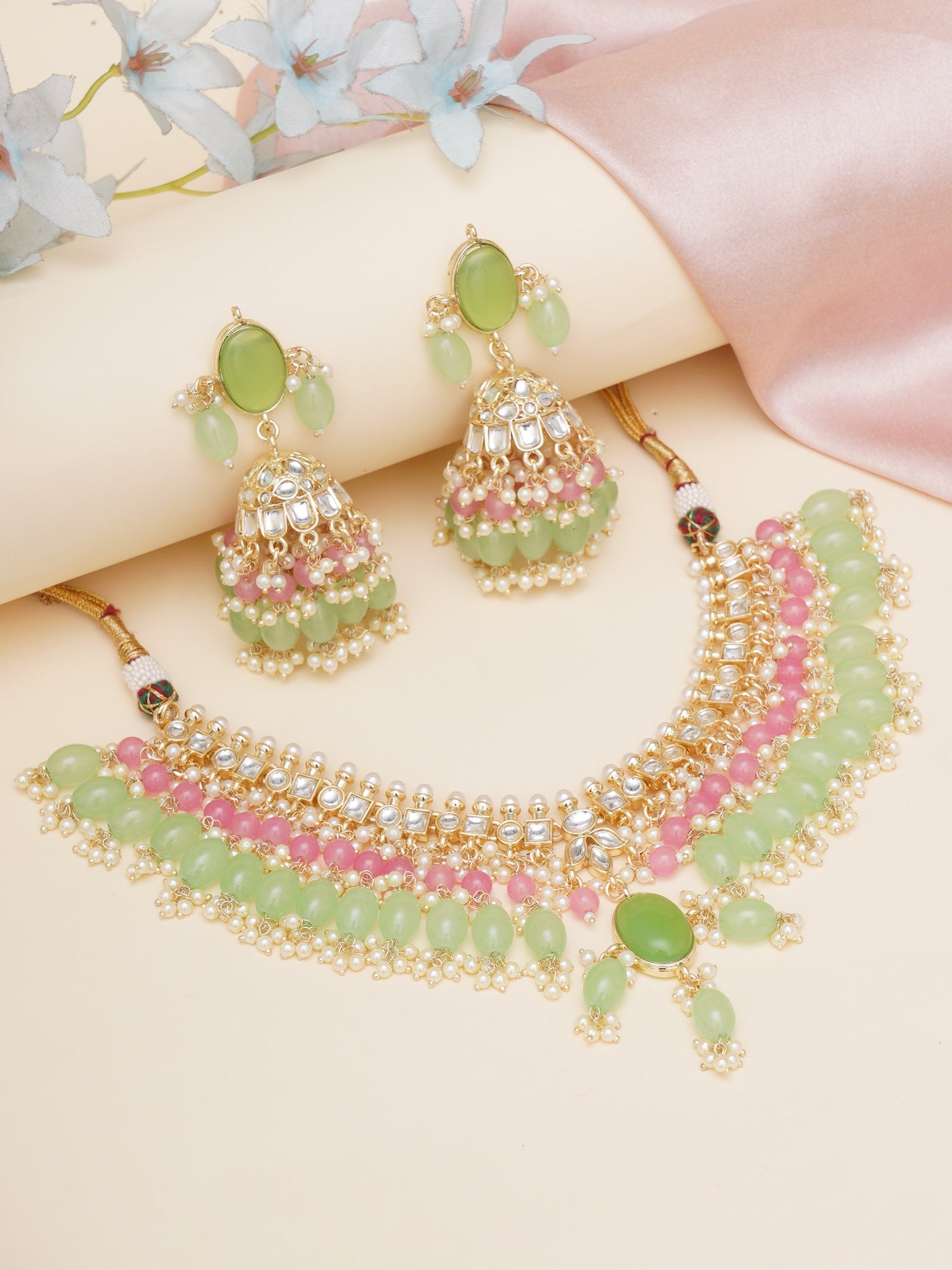 Handcrafted Kundan Semi Bridal Choker Set